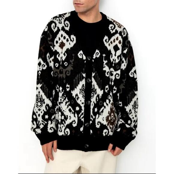 Carhartt Baru Cardigan Sweater Black Jacquard Oversized Sz L NWT $228 - Picture 1 of 9